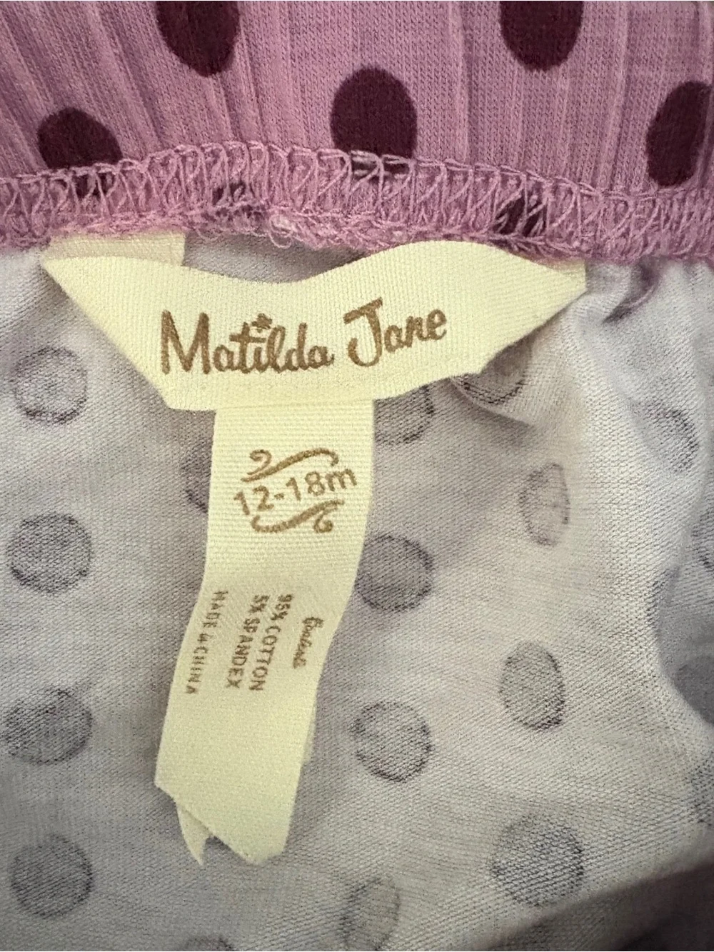 Matilda Jane Lavender Polka Dot Ruffle Diaper Cover with Teal Trim 12-18M
